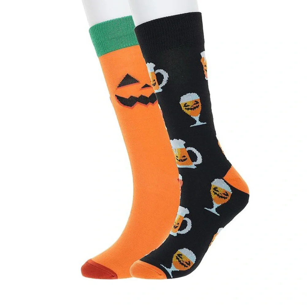Twisted Toes Men's Halloween Socks - Orange and Black 🎃